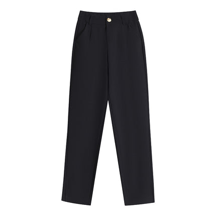 Actual Photos # Black Small Foot Slit Suit Pants Women's 2024 Autumn Small Nine-Point Pants Straight-Leg Pipe Casual Pants