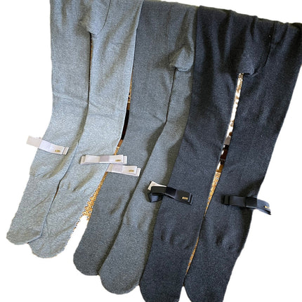 South Korea Dongdaemun One Word Bow Pantyhose Smoke Gray fleece-lined Warm Slimming Micro Pressure Base Socks Autumn and Winter Women