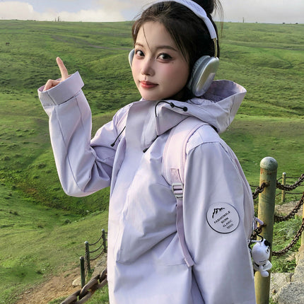 White and Purple Outdoor Jacket for Women 2026 New Model, Petite Size, Three-In-One, Super Stylish for Hiking and Sports