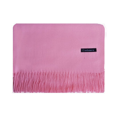 High-End Warm Imitation Cashmere Scarf for Women in Autumn and Winter Pure Color Elegant Versatile Tassel Shawl Fashionable Outer Dual-Purpose Scarf
