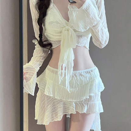 High-End Swimsuit Women's Bikini 2025 New Slimming Look Conservative Belly-Covering Four-Piece Set Sexy Split Resort Hot Spring