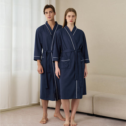 Hotel Bathrobe Women's Spring and Summer Thin Water Absorbent Quick-drying Nightgown Men's Mid-length plus size Hot Spring Swimming Sauna Bath Towel