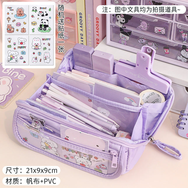Simple Pencil Case Large Capacity Stationery Box Junior High School Students Macaron Storage Box Comes Storage Bag Small Bag