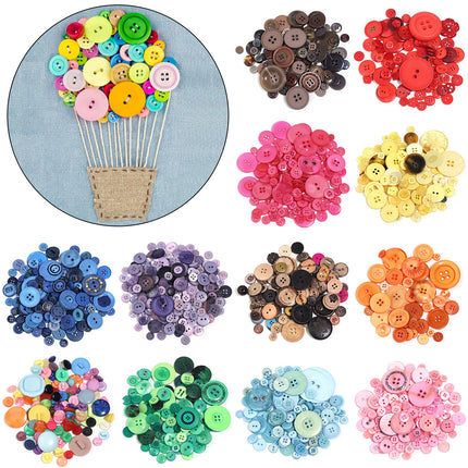 Resin round four eye color buttons handmade DIY mixed buttons making button painting button flower material bag
