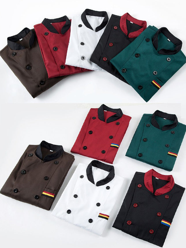 Foreign Trade Wholesale Cross-Border Export Restaurant Canteen Kitchen Clothing Hotel Chef Work Clothes Summer Wear Hotel Short-Sleeved Men's Clothing