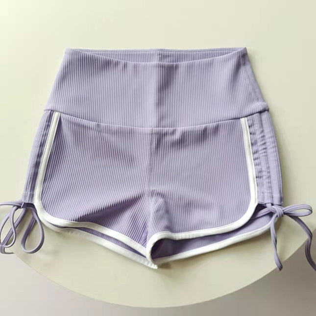 New Summer Quick-Drying Side Drawstring Sexy Hot Pants for Dancing, Fitness and Running, Breathable Three-Point Yoga Shorts for Women