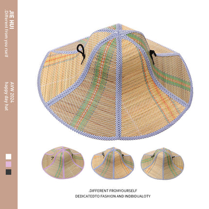 Travel Fishing Sunshade Straw Hat Folding Large Along Straw Mat Hat Men's and Women's Sunscreen Hat Outdoor Big Brim Hat