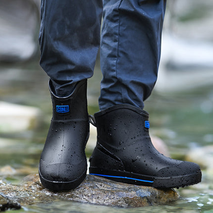 Fashion Short Rain Shoes Men's Low Work Shoes Low-top Non-slip Kitchen Shoes Wear-resistant Rubber Shoes Fishing Shoes Waterproof Shoes