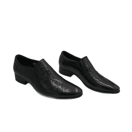 Men's Shoes 2025 Summer New Men's Low-Heeled High-End Casual Leather Shoes Soft-Soled Black Slip-On Shoes