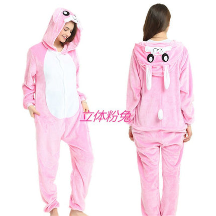 Mixed batch autumn and winter flannel adult cartoon conjoined animal pajamas cheese cat home clothes thick toilet wholesale