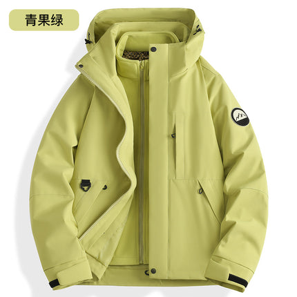 Three-In-One Outdoor Jacket for Women and Men, Detachable, Thickened and Fleece-Lined, Suitable for Mountaineering, Autumn and Winter Windproof and Warm Coat