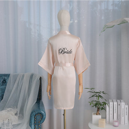 bride Gown morning Gown Lady nightgown wedding makeup bridesmaid group wedding kimono imitation silk cardigan bathrobe