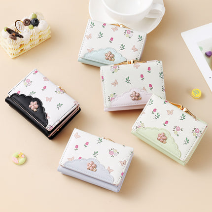 Simple Girls Ins Wallet Cute Fresh-style Puleather Portable Card Bag Large Capacity Multi-card Coin Wallet