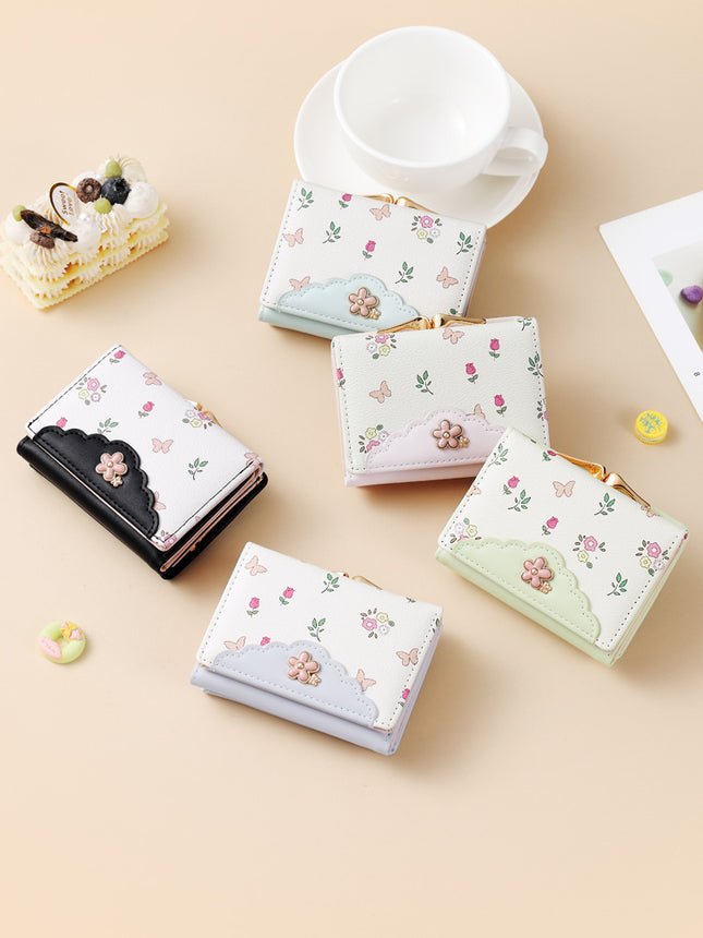 Simple Girls Ins Wallet Cute Fresh-style Puleather Portable Card Bag Large Capacity Multi-card Coin Wallet