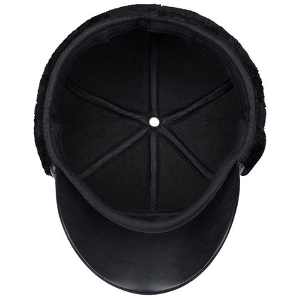 Hat Men's Winter Middle-aged and Elderly PU Leather Warm Ear Protection Winter Hat Grandpa Dad fleece-lined Old Man Cotton Hat