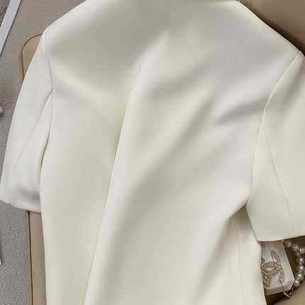 Cross-Border E-Commerce Supply Off-White Short-Sleeved Suit Jacket for Women Summer Internet Celebrity Commuting Small Suit