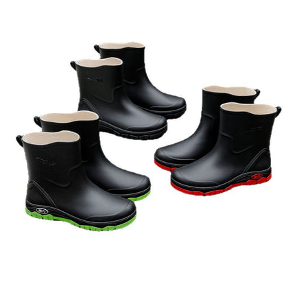 Men's Spring and Autumn Rain Shoes Short Tube Non-slip Waterproof Shoes Fashionable Outer Wear Rubber Shoes Men's Kitchen Shoes Car Wash Work Shoes