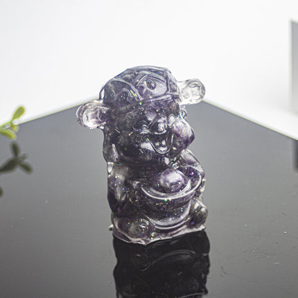 Cross-border Natural Crystal Gravel Glue Dripping God of Wealth Lucky Treasure Desktop Living Room Home Accessories Gift Ornaments