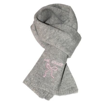 Japanese Style Cute Bow Scarf Winter Women's New Style Atmosphere Cold-proof Warm Neck Knitted Scarf Embroidery