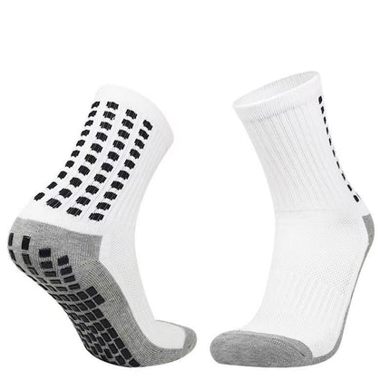 Gray Cotton-Soled Football Socks with Glue Dots, Non-Slip, Sweat-Absorbent and Breathable Mid-Tube Glue Socks, Towel-Soled Basketball Socks, Silicone Professional
