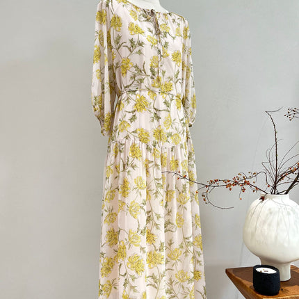 Short-Sleeved Silk Dress for Women 2026 Spring and Summer New Two-Piece Set Slightly See-Through Printed Georgette 100% Mulberry Silk Long Dress