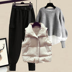 White vest + gray sweater + black pants [three-piece set] / M [recommended 40-50kg ]