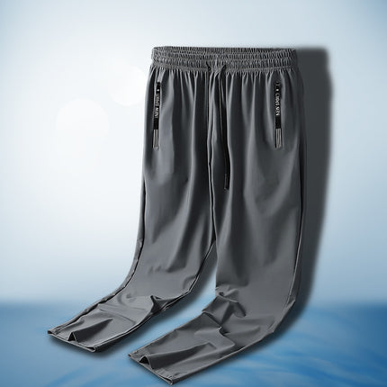 Summer Men's Plus Size Ice Silk Sports Pants Loose Quick-Drying Thin Air Conditioning Sports Trousers