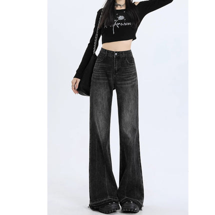 American Retro Flared Jeans for Women, Spring and Autumn New Vintage Design, Niche Slimming Floor-Length Bootcut Pants