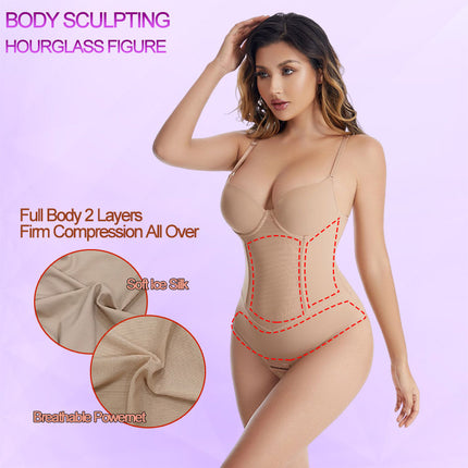 European and American Plus Size Skinny Jumpsuit Bra Shaper Belly Tinting Waist Hip-lifting G-string Underwear