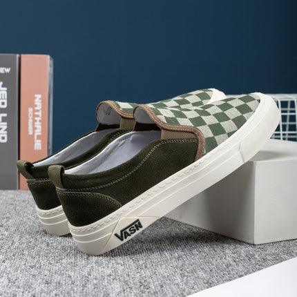 Manufacturer Summer Loafers Men's Genuine Leather Low-Top Breathable Green Cloth Shoes Slip-On Lazy Casual Sneakers Wholesale