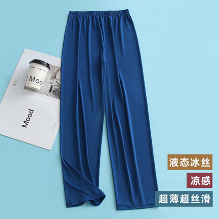 Liquid Ice Silk Pajama Pants Men's Summer Thin Casual Pants Home Pants Loose Large Size Straight Pants Air Conditioning Pants