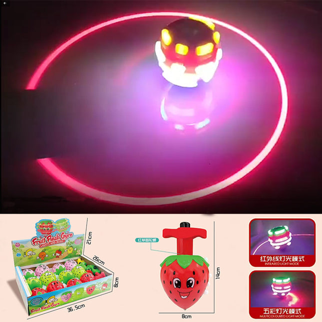 Cartoon luminous strawberry gyro music rotating outdoor lights children flash toys night market stall supply wholesale