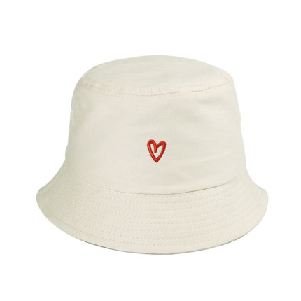 Cross-Border Amazon Love Embroidered Cotton Fisherman Hat for Girls, Outdoor Leisure Sunshade, Personalized Style, Fashionable and Small Face