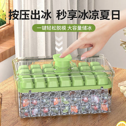 Cross-border pressing ice cube ice cube mould food grade pressing type household ice storage ice box with lid self-making ice box