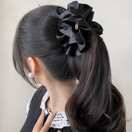 French-Style Bubble Pleated Banana Clip for Women 2025 New Model, Back-Of-Head Bun Horizontal Clip to Enhance Hair Volume, Vertical Clip Hairpin Twist Clip