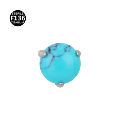 F136 titanium alloy 3.5mm natural stone 0.9 tooth puncture jewelry internal thread lip nail earring factory in stock wholesale
