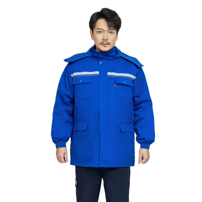 Winter thickened anti-static overalls cotton-padded clothes detachable cotton-padded jacket gas station electronics factory warm labor protection clothing wholesale