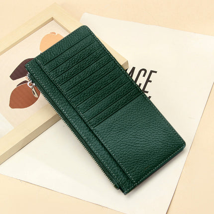 Genuine Leather women's wallet long foreign trade Japanese multi-card card holder first layer cowhide zipper handbag long wallet