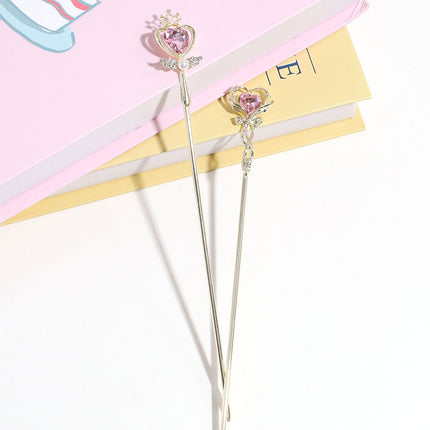 Girl's Love Rhinestone Magic Wand Hairpin Daily Simple Fashion Sweet Hairpin High-end Pearl Hairpin Hair Accessories