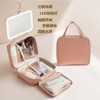 Quadruple storage hook bag/27*11*24cm / Peach powder/2000 mah led mirror