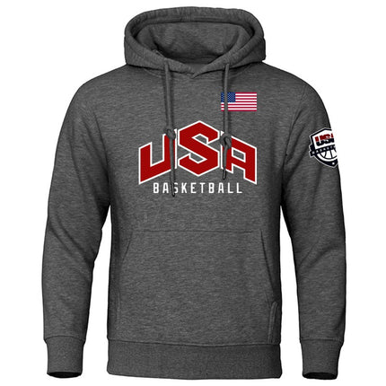 Usa Basketballer Printed Sports Sweatshirt Men Warm Full Sleeve