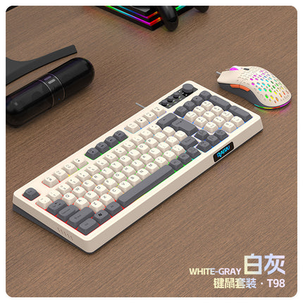 RAIKU Lei Kui K98/T98 customized game keyboard and mouse suit three-color wired luminous desktop 98 keys