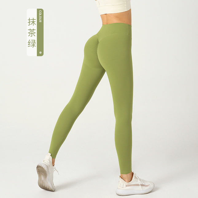 European and American Peach Naked Yoga Pants Women's Ins High Waist Hip-lifting Chrysanthemum Sports Tight Pants Sexy Cycling Fitness Pants