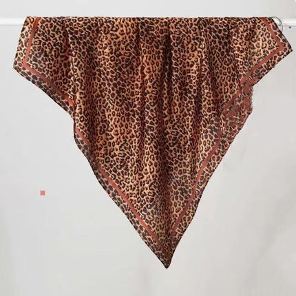 Simulated Silk Printed Silk Scarf for Women, Korean Cashew Leopard Print Headscarf, Four-Season Scarf, Professional Scarf Wholesale