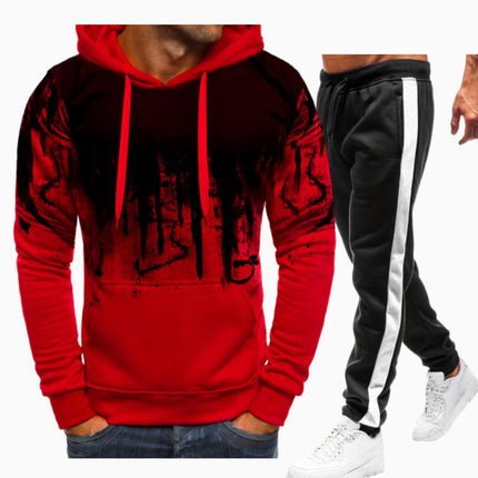 Spring and Autumn New Men's European and American Cross-border Casual Printed Sweater Long Sleeve Hoodie Hoodie Sweatshirt Jacket suit