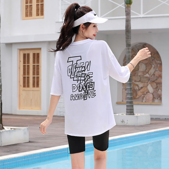 plus size swimsuit women fat mm200 kg quick-drying three-piece sunscreen blouse five pants meat-covered big chest sports swimsuit