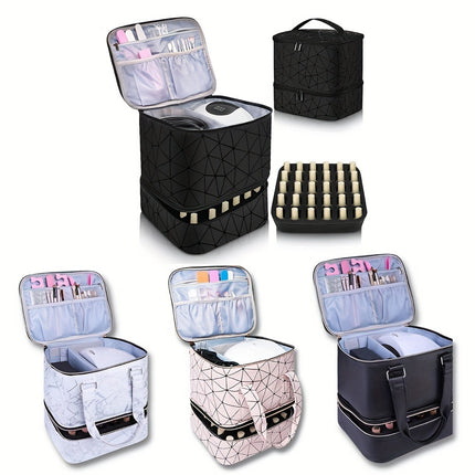 Nail Polish Storage Bag Nail Art Portable Double Layer Height Large Capacity Essential Oil Bag Can Accommodate Light 30 Bottles
