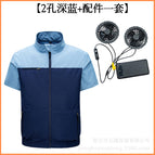[2-hole complete set] dark blue + (2 fans + cables + 20,000 power bank) / S/M