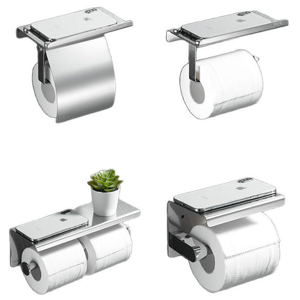 Stainless Steel Toilet Paper Towel Holder Mobile Phone Storage Rack Toilet Toilet Paper Box Public Punch-Free Roll Paper Towel Box