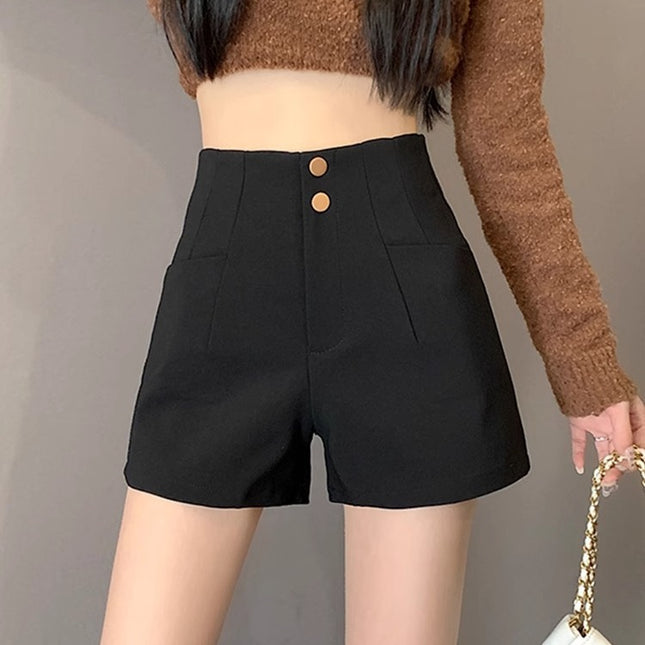 High-Waisted Shorts Women's Spring 2025 New Style Petite Fashion Slim Black A-Line Pants Hot Girl Sexy Hot Pants